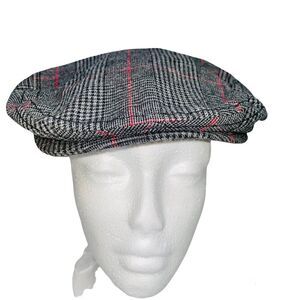 Gymboree Newsboy Boys Scally Hat Gray Red Size M Original Flat Cap Elastic
